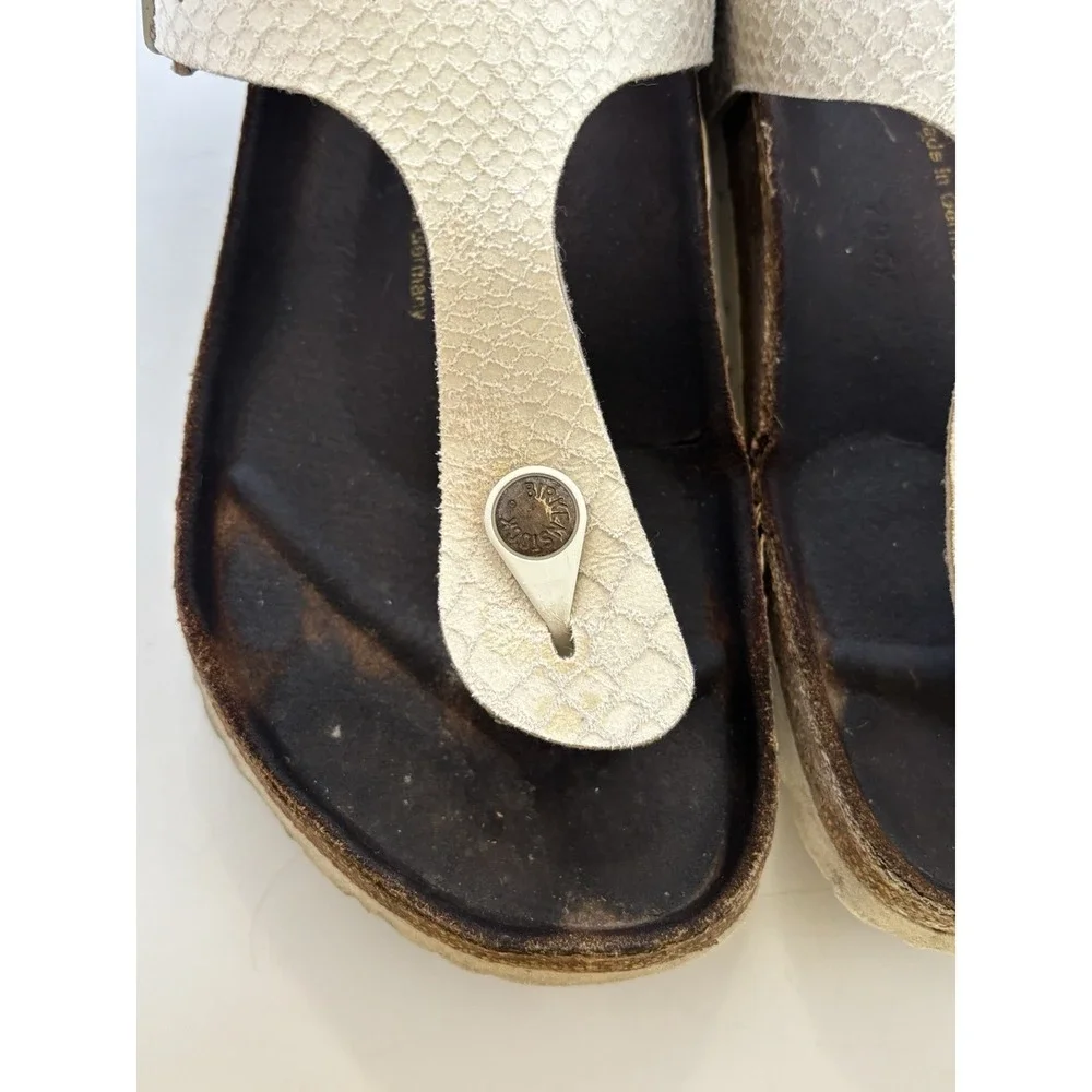 Birkenstock Gizeh Women Slip On Sandals‎ Snake Skin Metallic Size 40/9-9.5 US